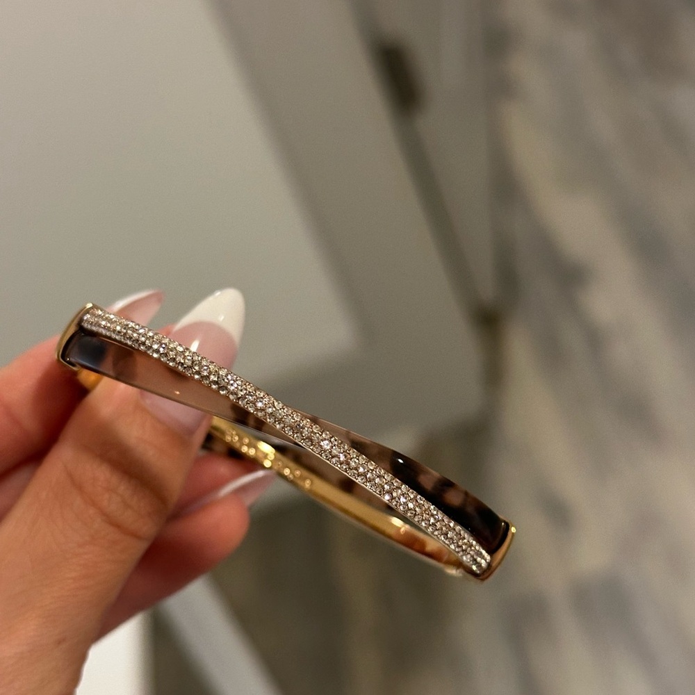 Elegant Gold and Brown Bangle Bracelet